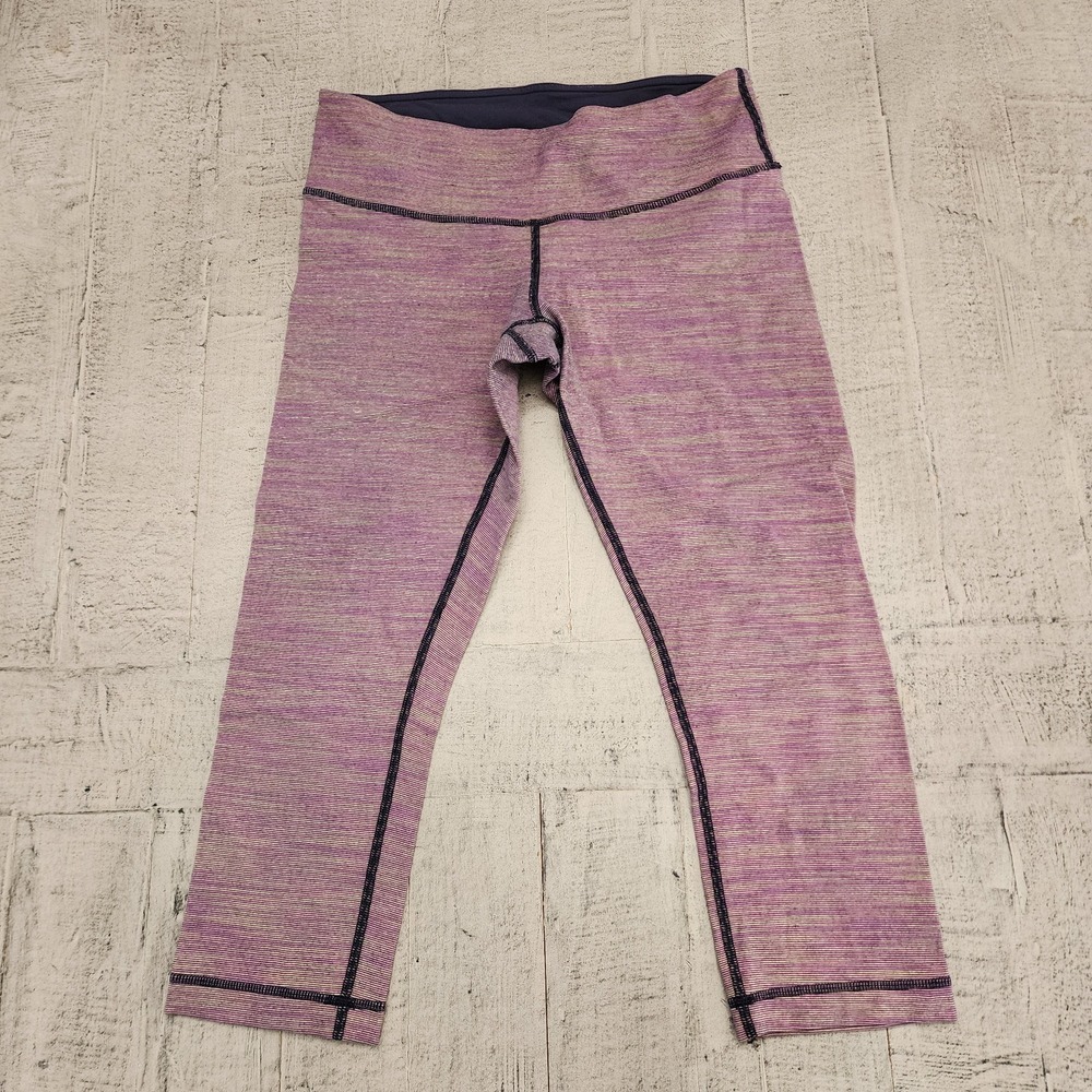 Lululemon‎ Wunder Under Crop Wee Are from Space Pink Zing Cadet Blue Size 8